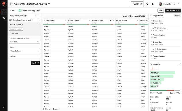 Interactive data-transformation grid